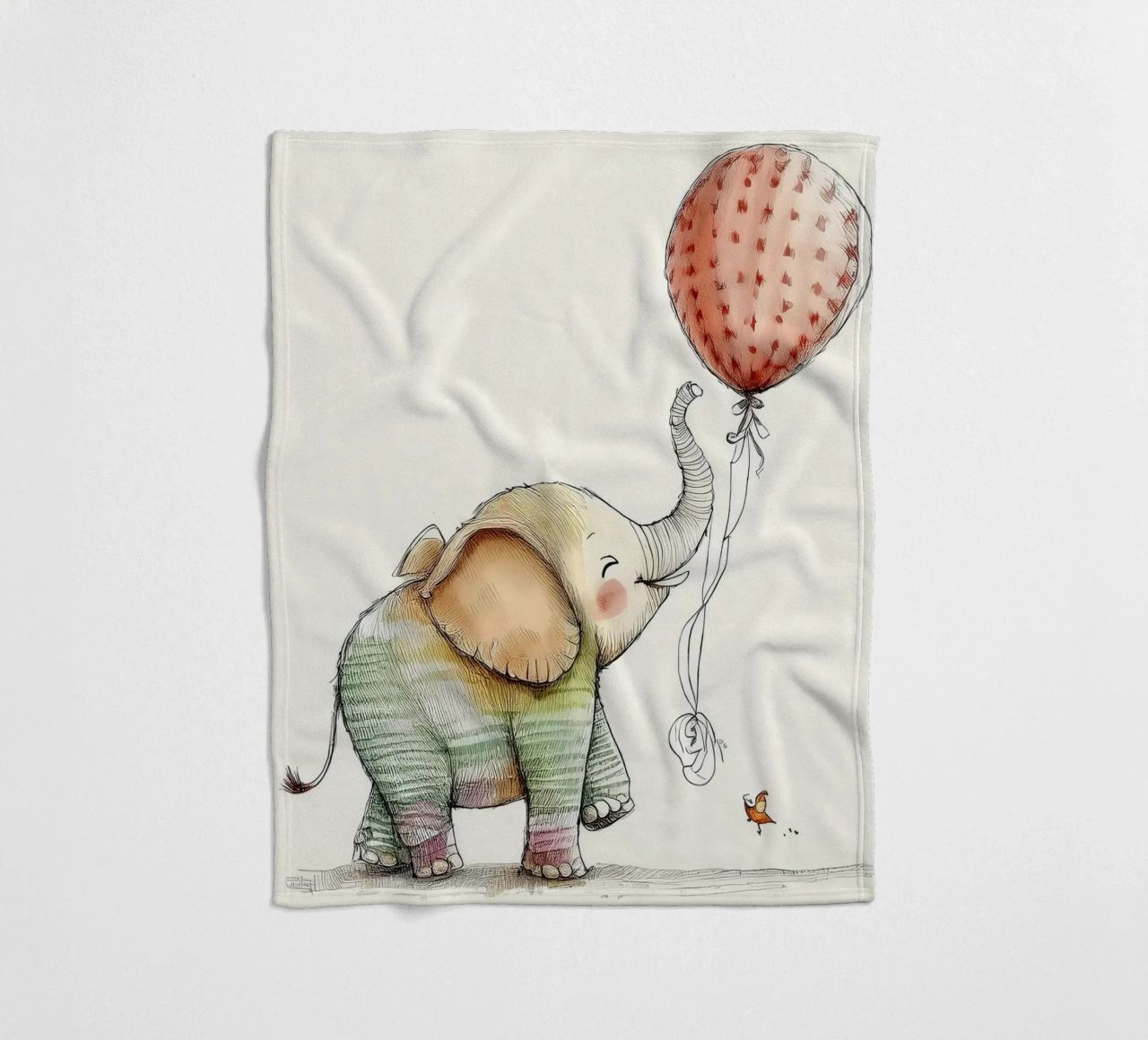 Verspielter Elefant mit Luftballon - Kinderzimmer Kunst Fleecedecke von HoneyDesignsByK