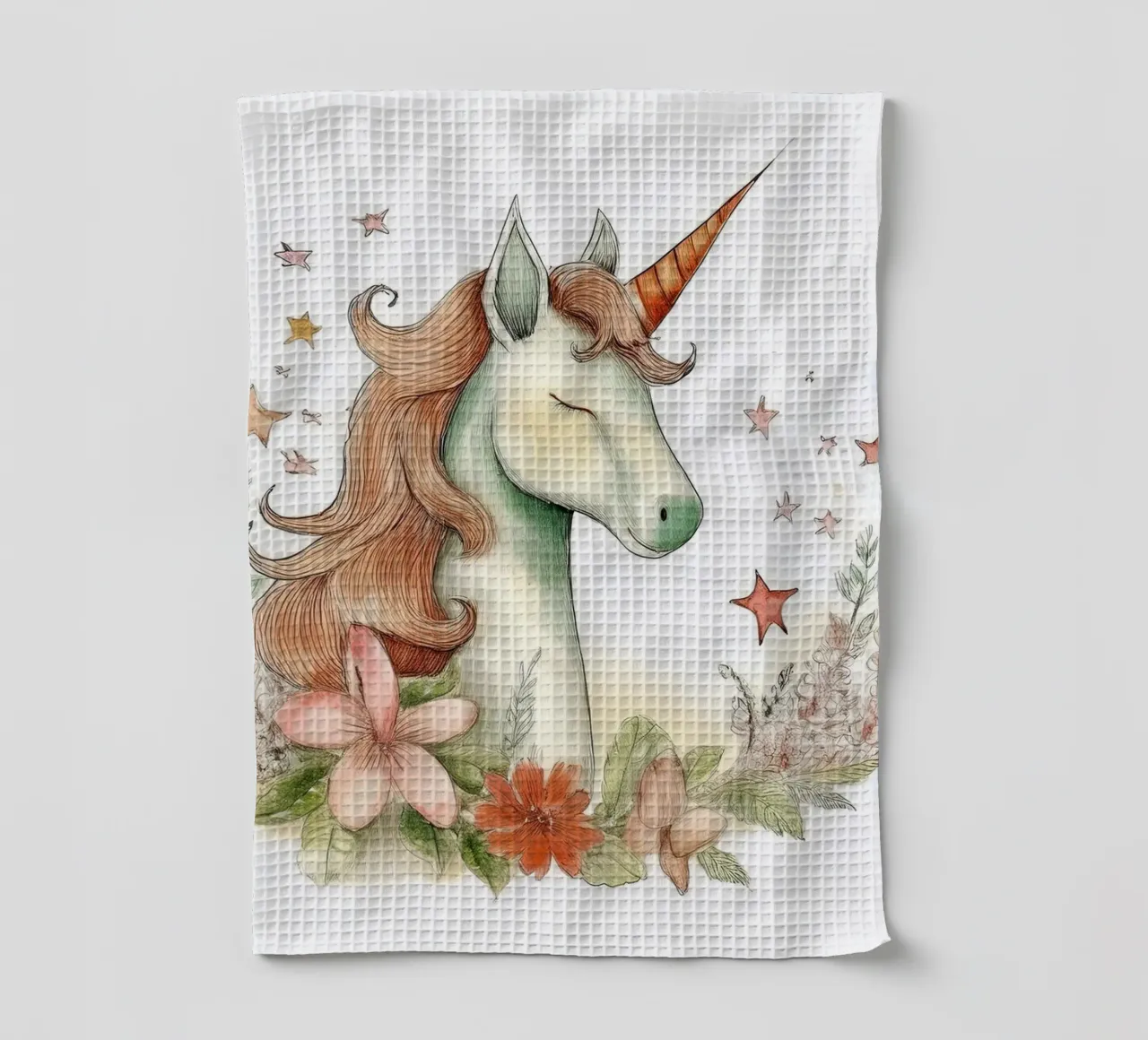 Licorne enchantée avec fleurs - Fantasy Nursery Art torchon de HoneyDesignsByK