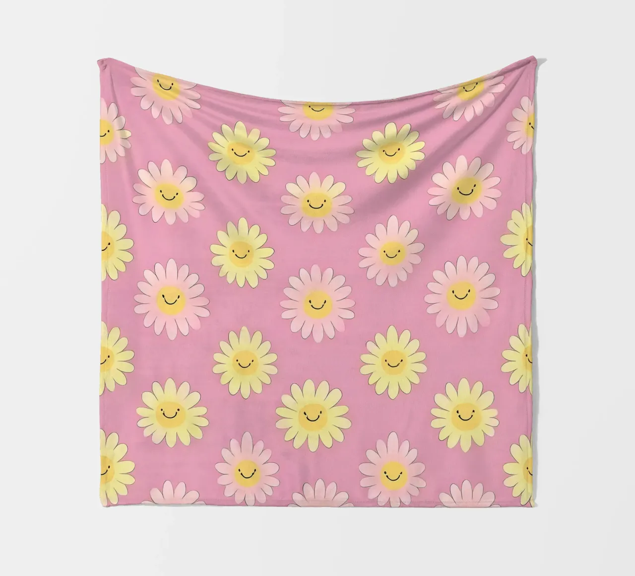 Smiley Flower Pattern – Playful Wall Art Print fleece blanket by HoneyDesignsByK