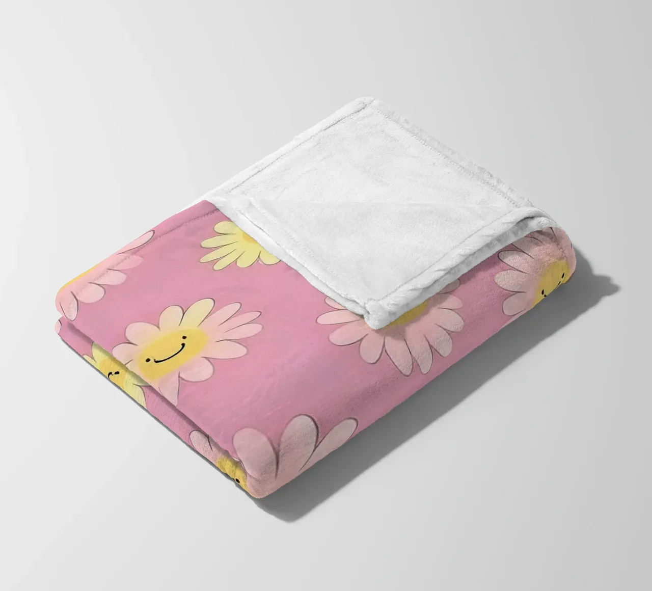 Smiley Flower Pattern – Playful Wall Art Print fleece blanket by HoneyDesignsByK