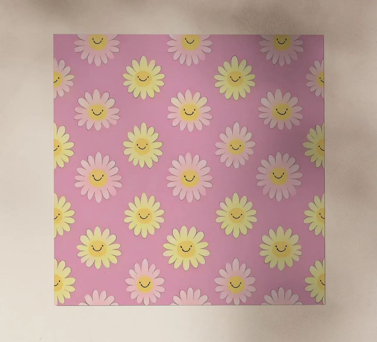 Smiley Flower Pattern - Impression d'art mural ludique film rétro-éclairé de HoneyDesignsByK
