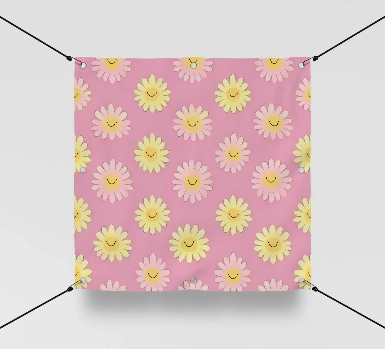 Smiley Flower Pattern - Verspielter Wandkunstdruck PVC Plane von HoneyDesignsByK