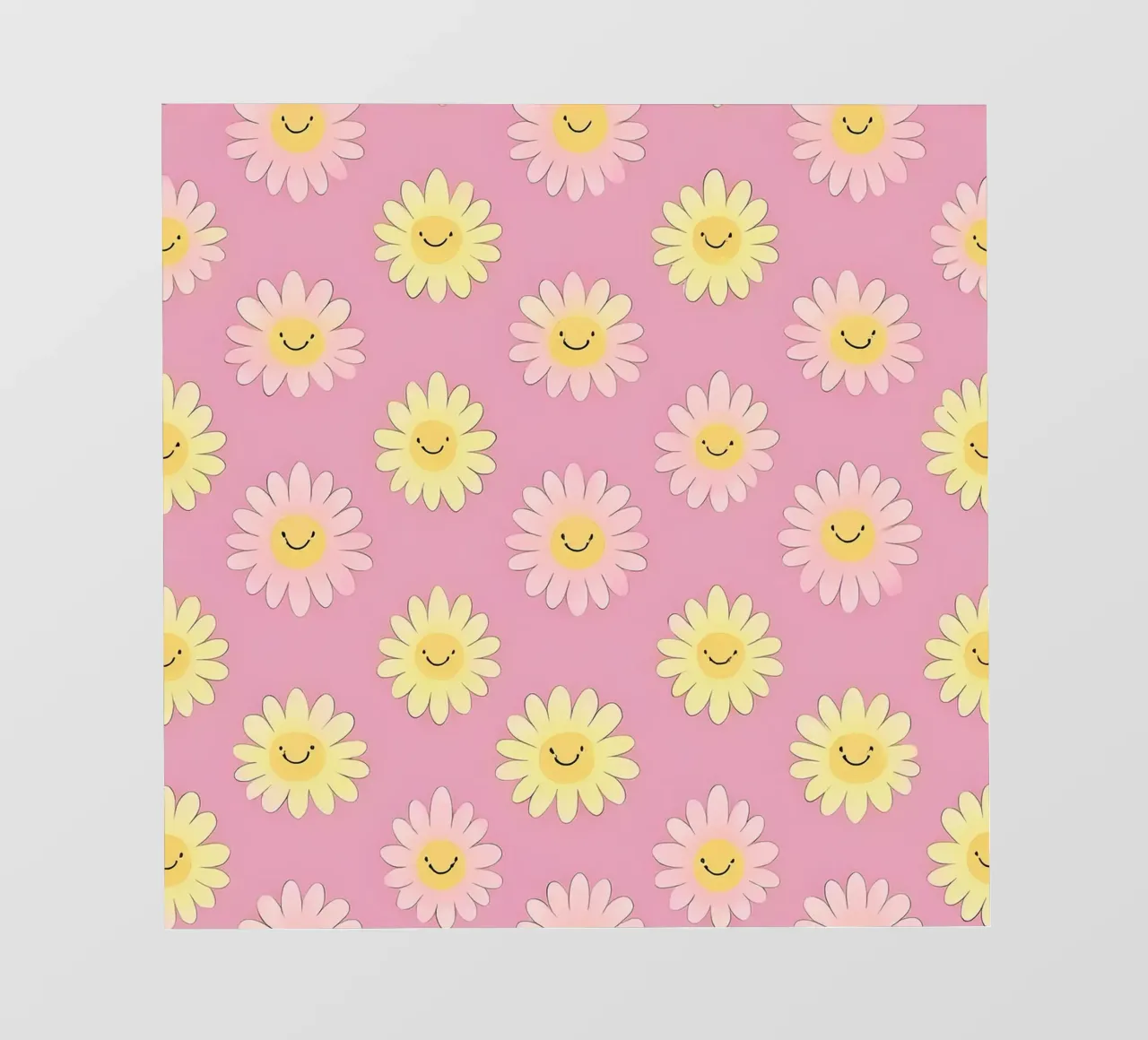 Smiley Flower Pattern - Verspielter Wandkunstdruck PVC Plane von HoneyDesignsByK
