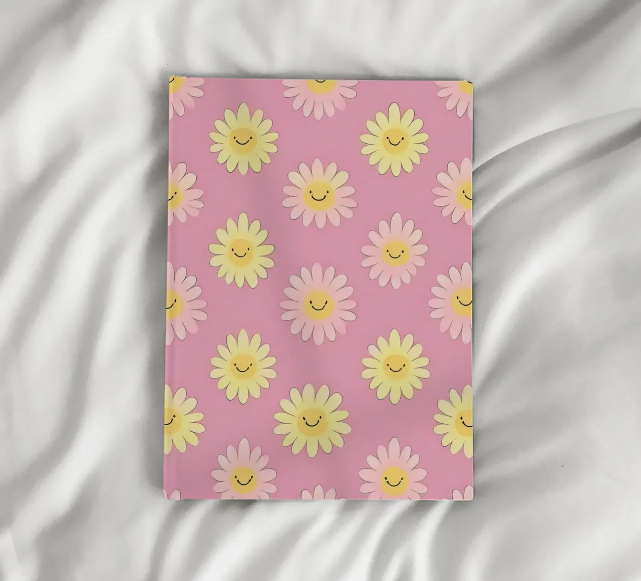 Smiley Flower Pattern – Playful Wall Art Print notebook by HoneyDesignsByK