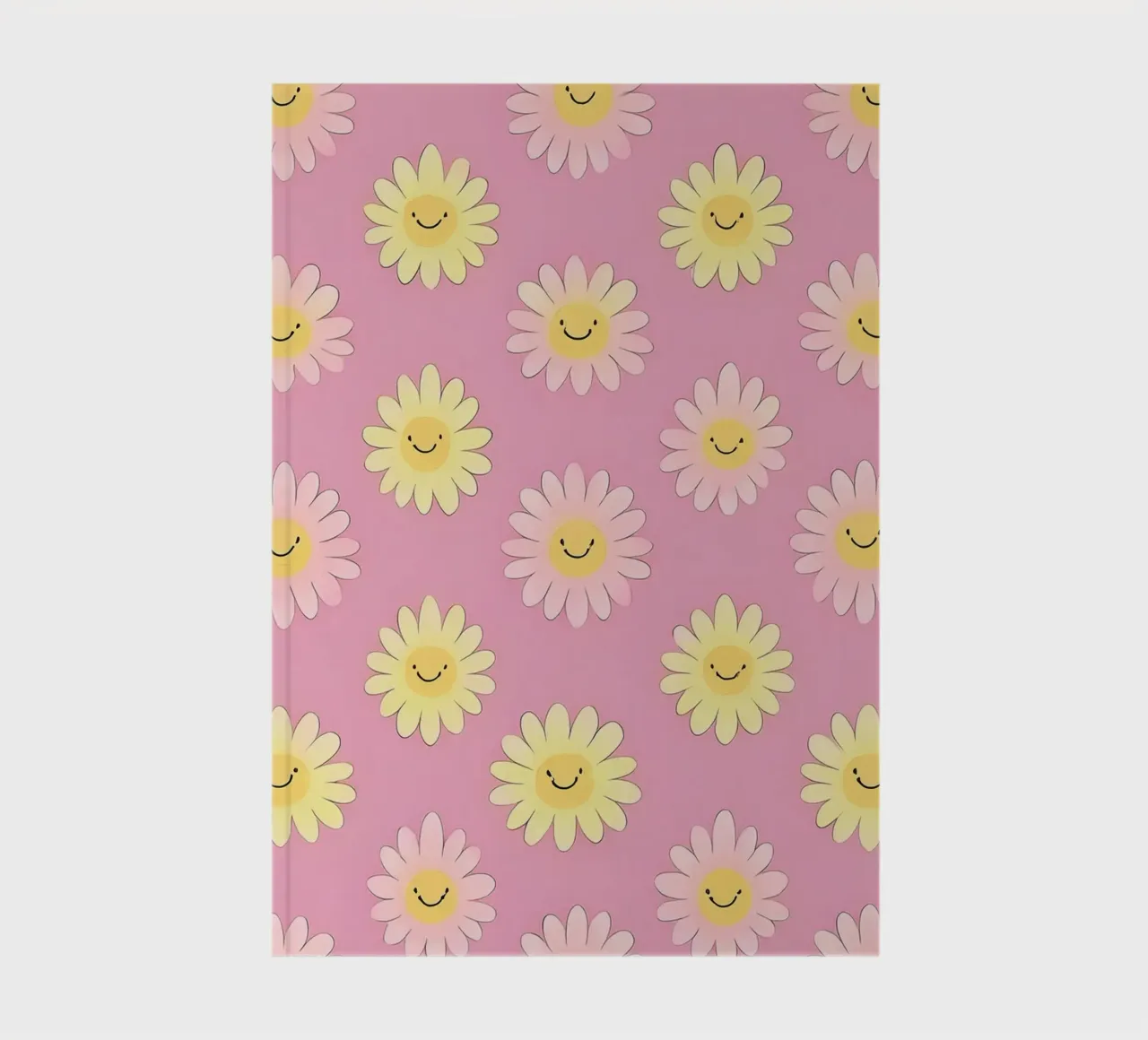 Smiley Flower Pattern – Playful Wall Art Print notebook by HoneyDesignsByK