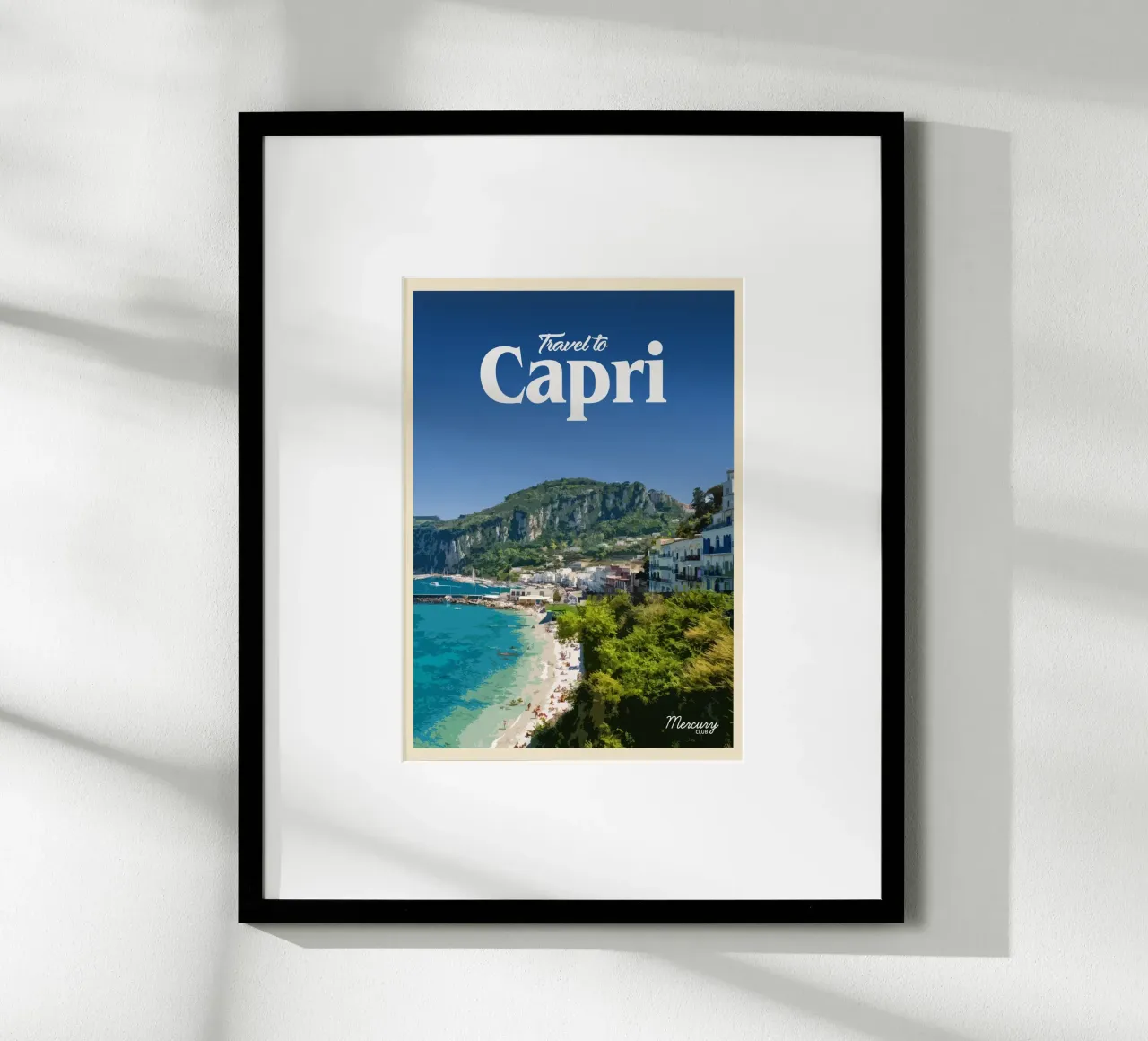 Viaggio a Capri poster con telaio in alluminio da Mercury Club