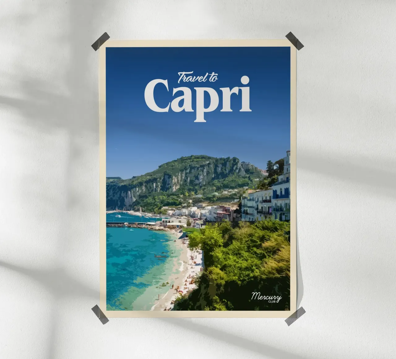Viaggio a Capri poster con telaio in alluminio da Mercury Club