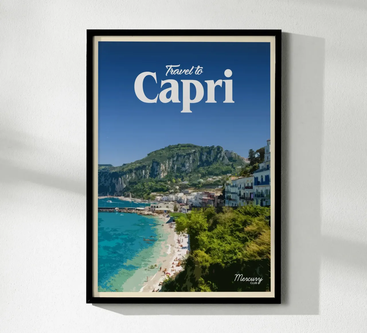 Viaggio a Capri poster con telaio in alluminio da Mercury Club