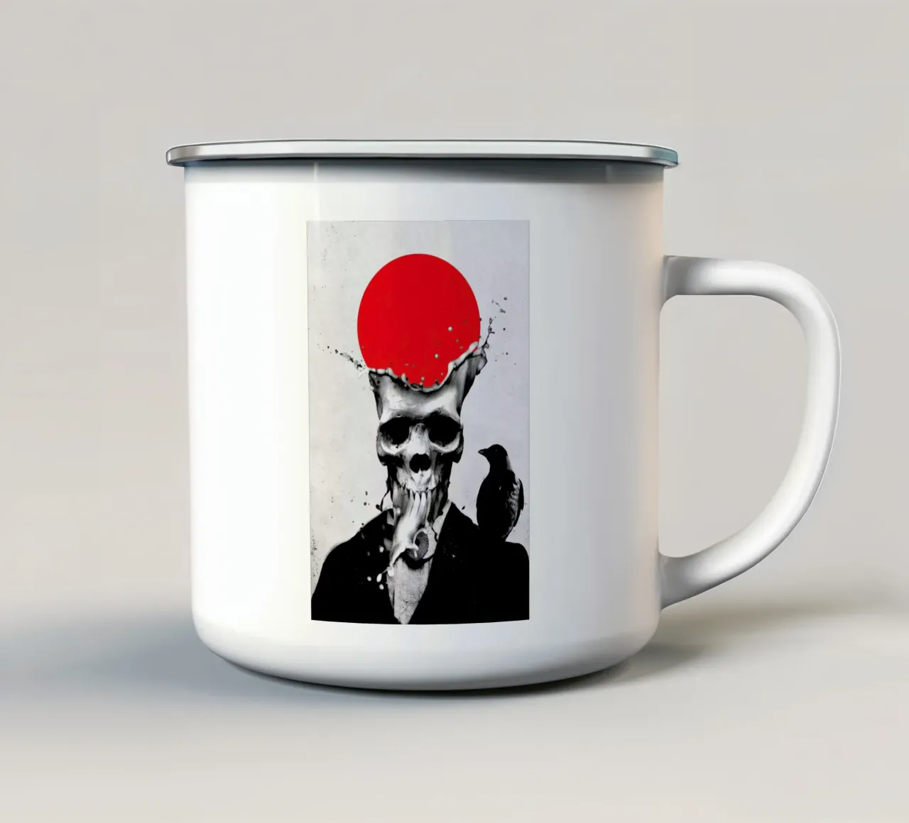 Splash Skull taza de esmalte de Ali Gulec