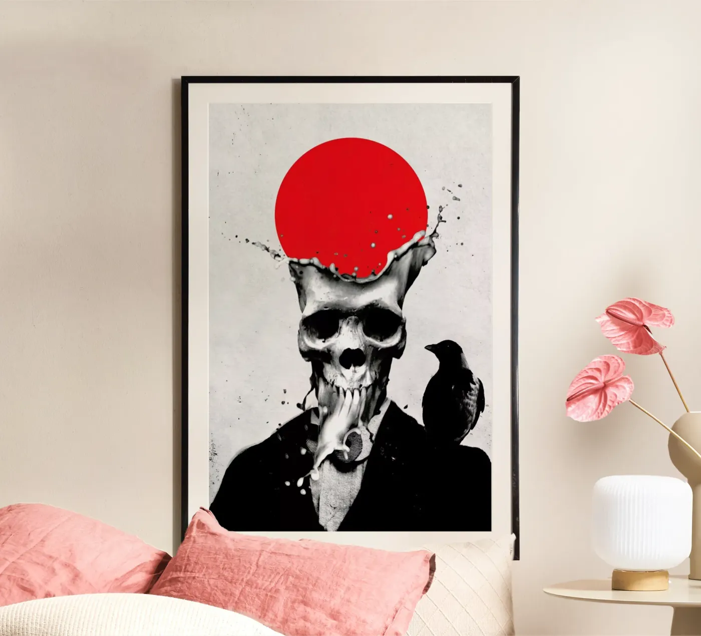 Splash Skull poster van Ali Gulec