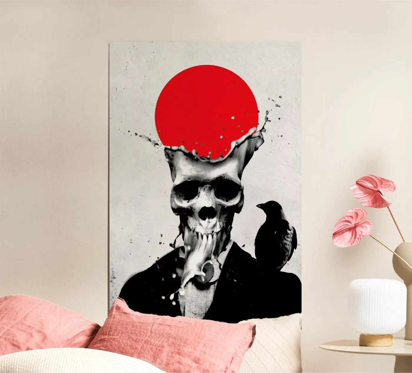 Splash Skull poster van Ali Gulec