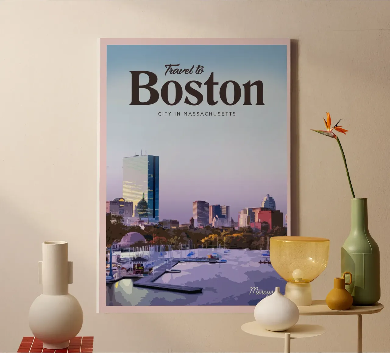 Travel to Boston canvas by Mercury Club