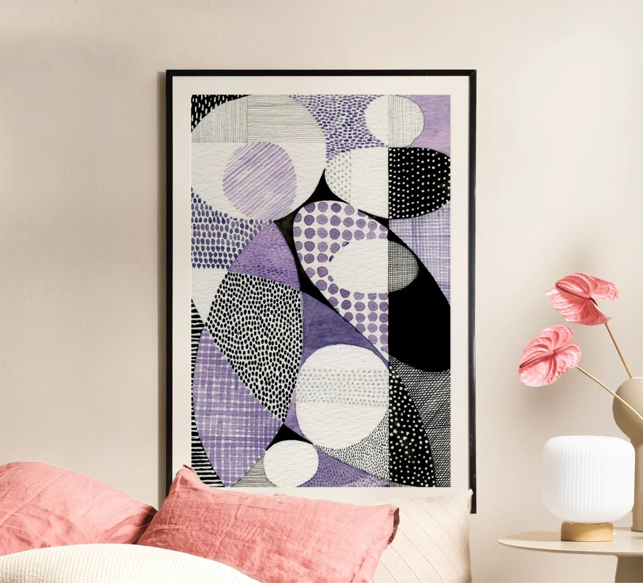 Susan Black -  Mid Century Modern Violett poster van The Artcircle