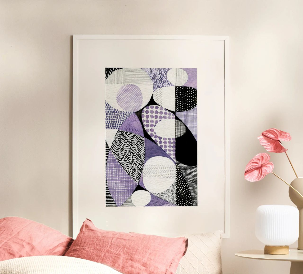 Susan Black -  Mid Century Modern Violett poster van The Artcircle