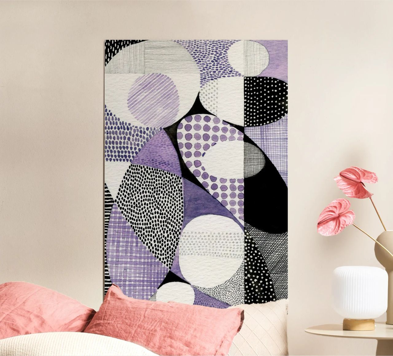 Susan Black -  Mid Century Modern Violett poster van The Artcircle