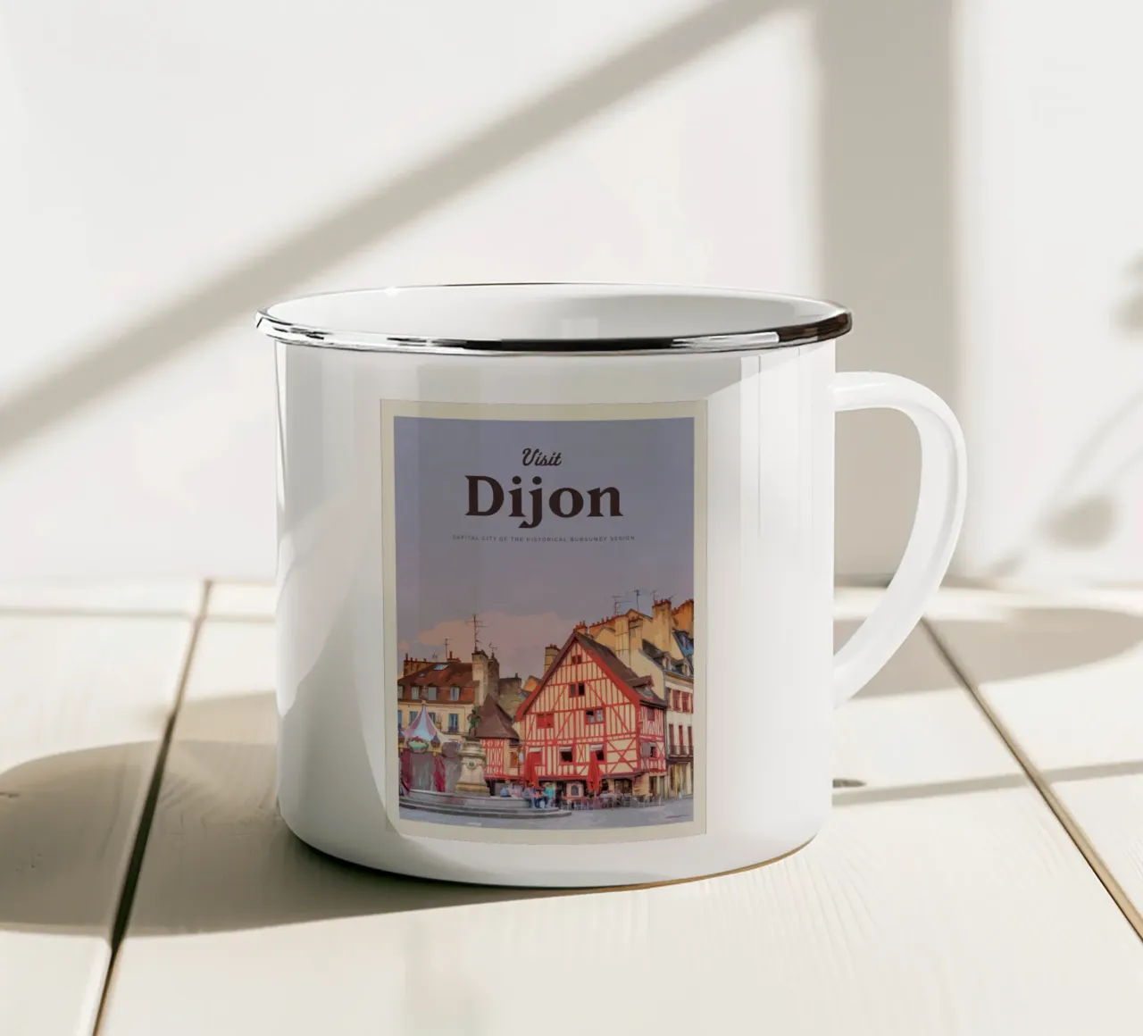 Travel to Dijon enamel mug by Mercury Club