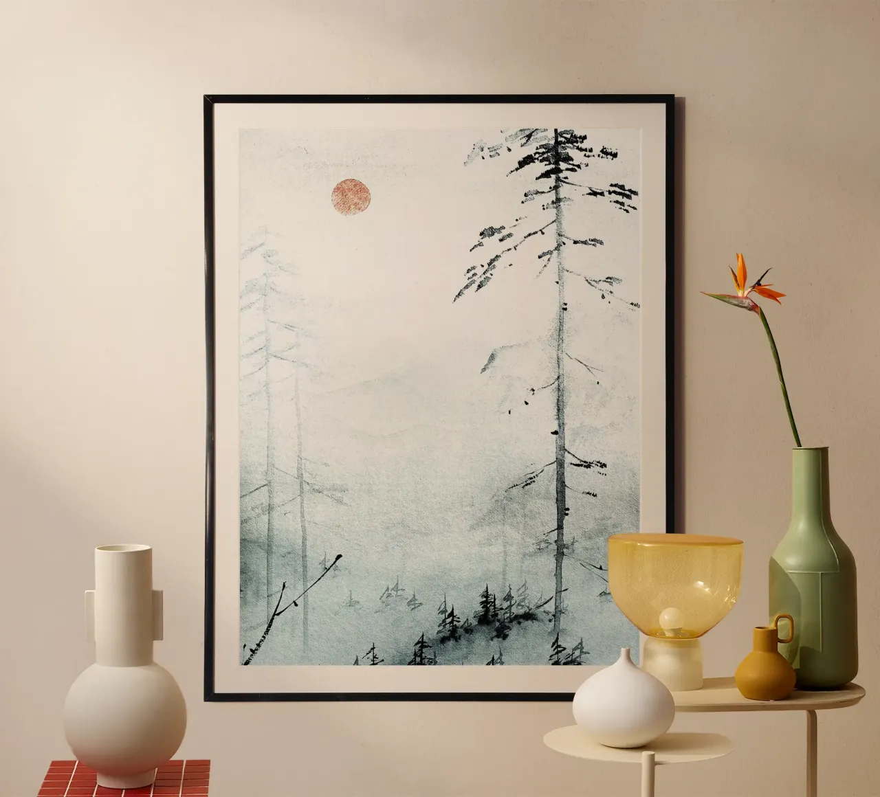 Japan Harmony No poster con telaio in legno da treechild