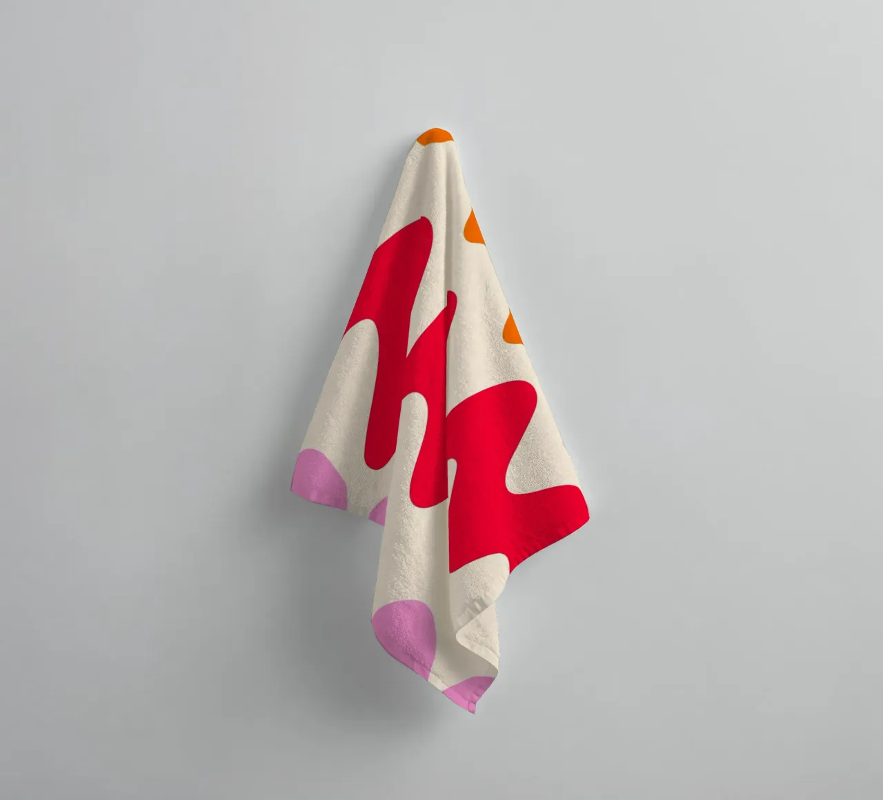 Squiggly lines - red, orange, pink towel by Wackapacka