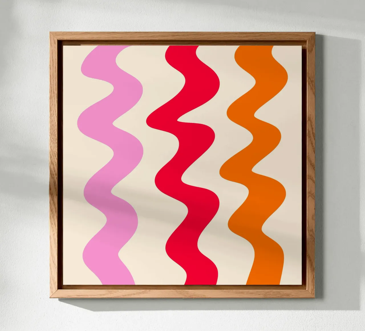 Squiggly lines - red, orange, pink alu-dibond by Wackapacka