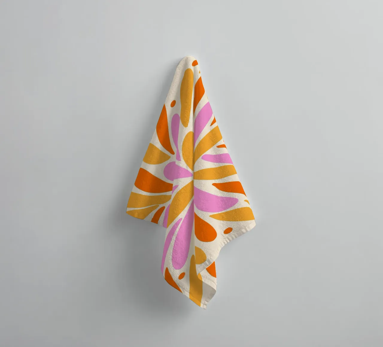 Floral burst - yellow, pink, orange towel by Wackapacka