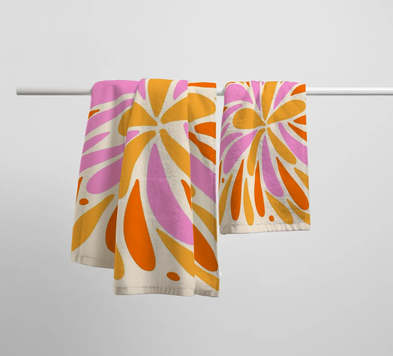 Floral burst - yellow, pink, orange towel by Wackapacka