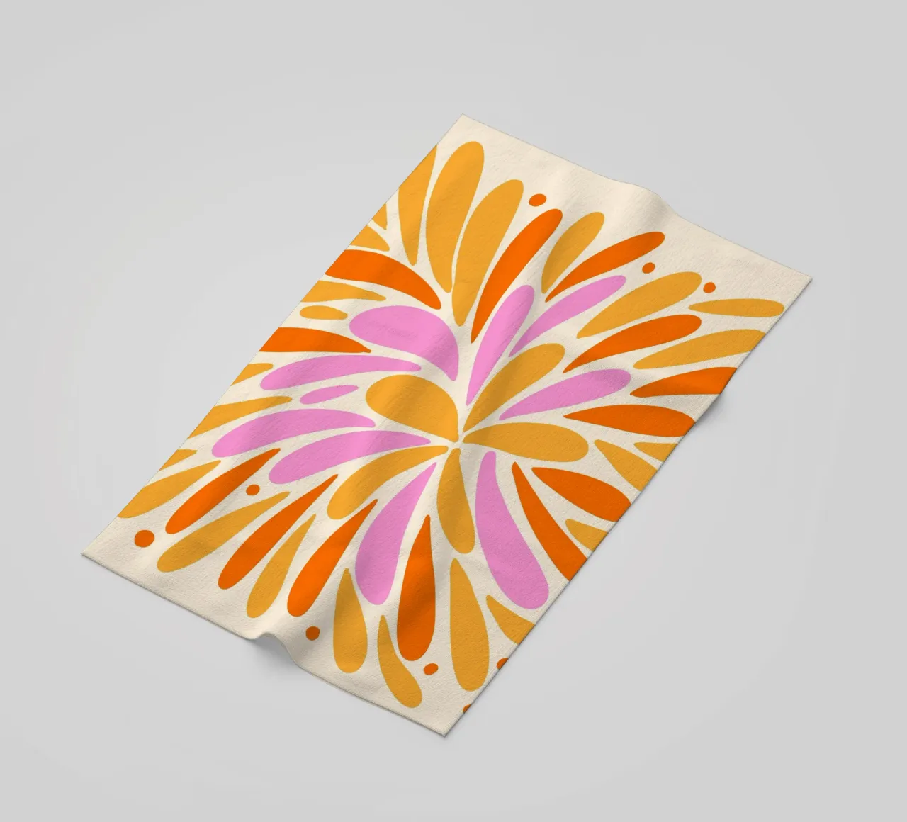 Floral burst - yellow, pink, orange beach towel by Wackapacka