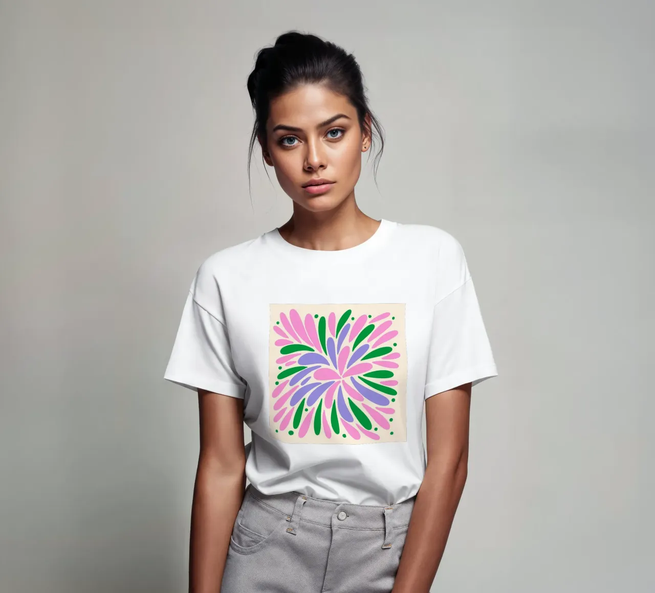 Esplosione floreale - rosa, verde, viola t-shirt da Wackapacka
