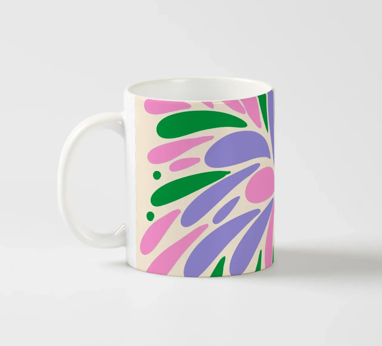 Esplosione floreale - rosa, verde, viola tazza in ceramica da Wackapacka