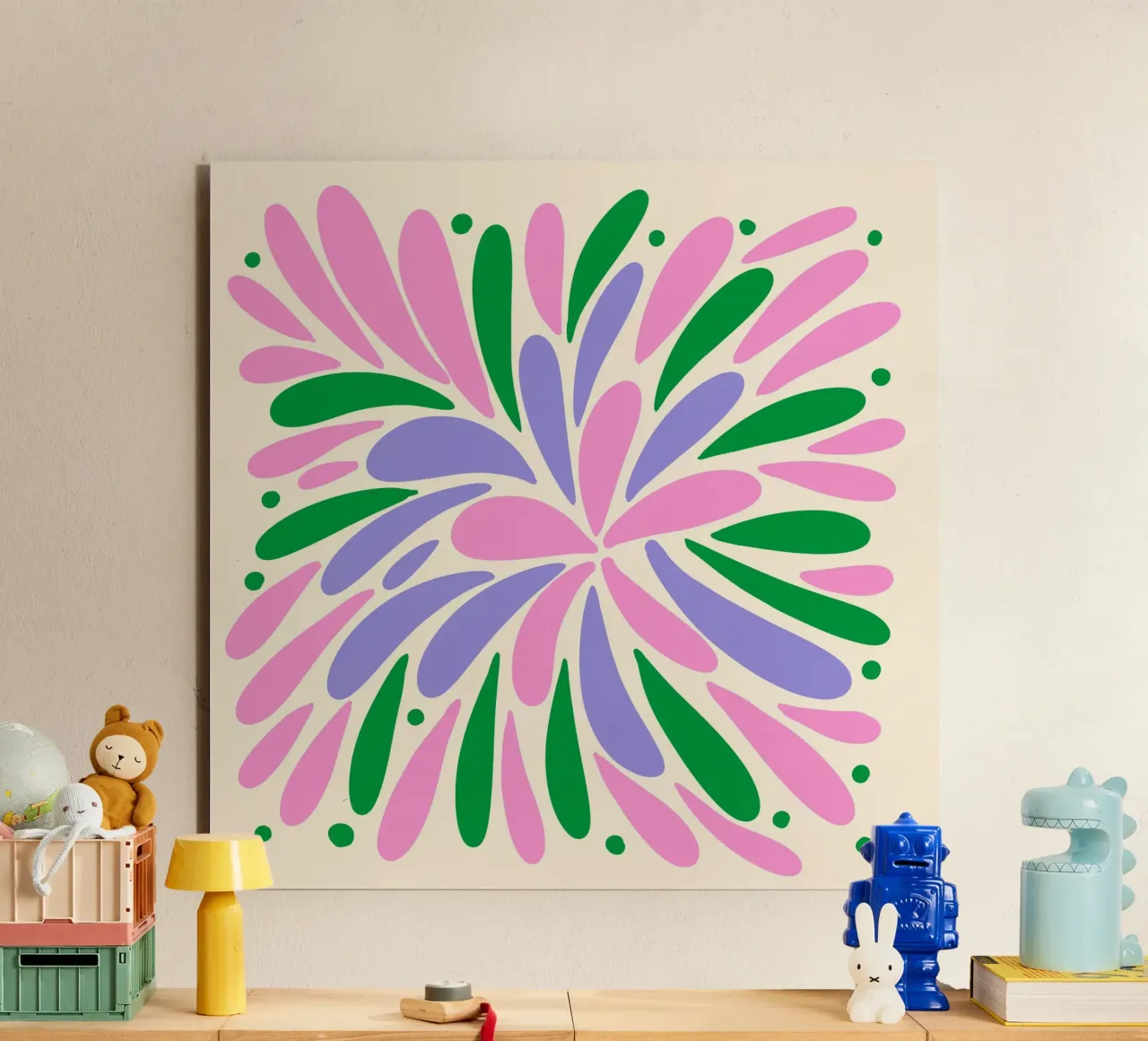 Floral burst - pink, green, purple forex plate by Wackapacka