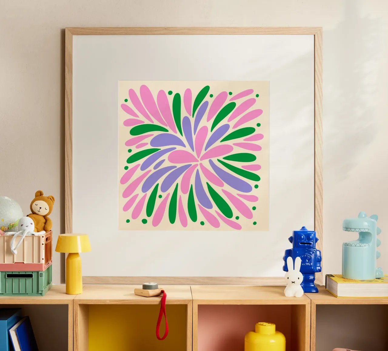 Floral burst - pink, green, purple hahnemühle by Wackapacka