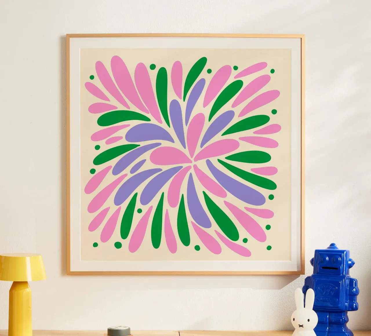 Floral burst - pink, green, purple hahnemühle by Wackapacka
