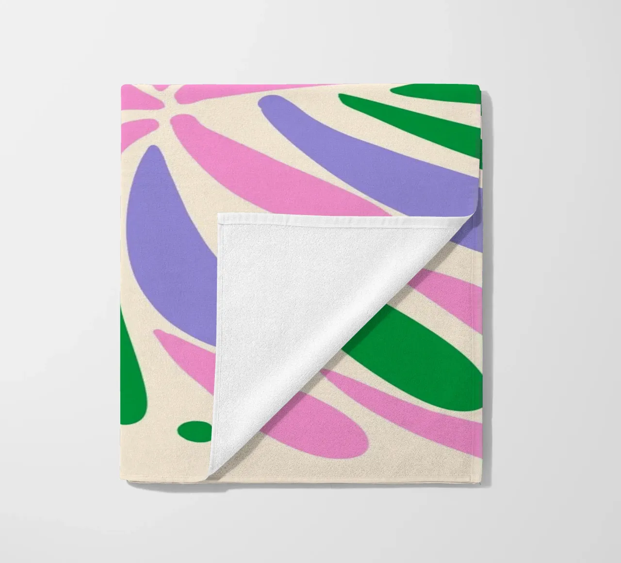Floral burst - pink, green, purple beach towel by Wackapacka