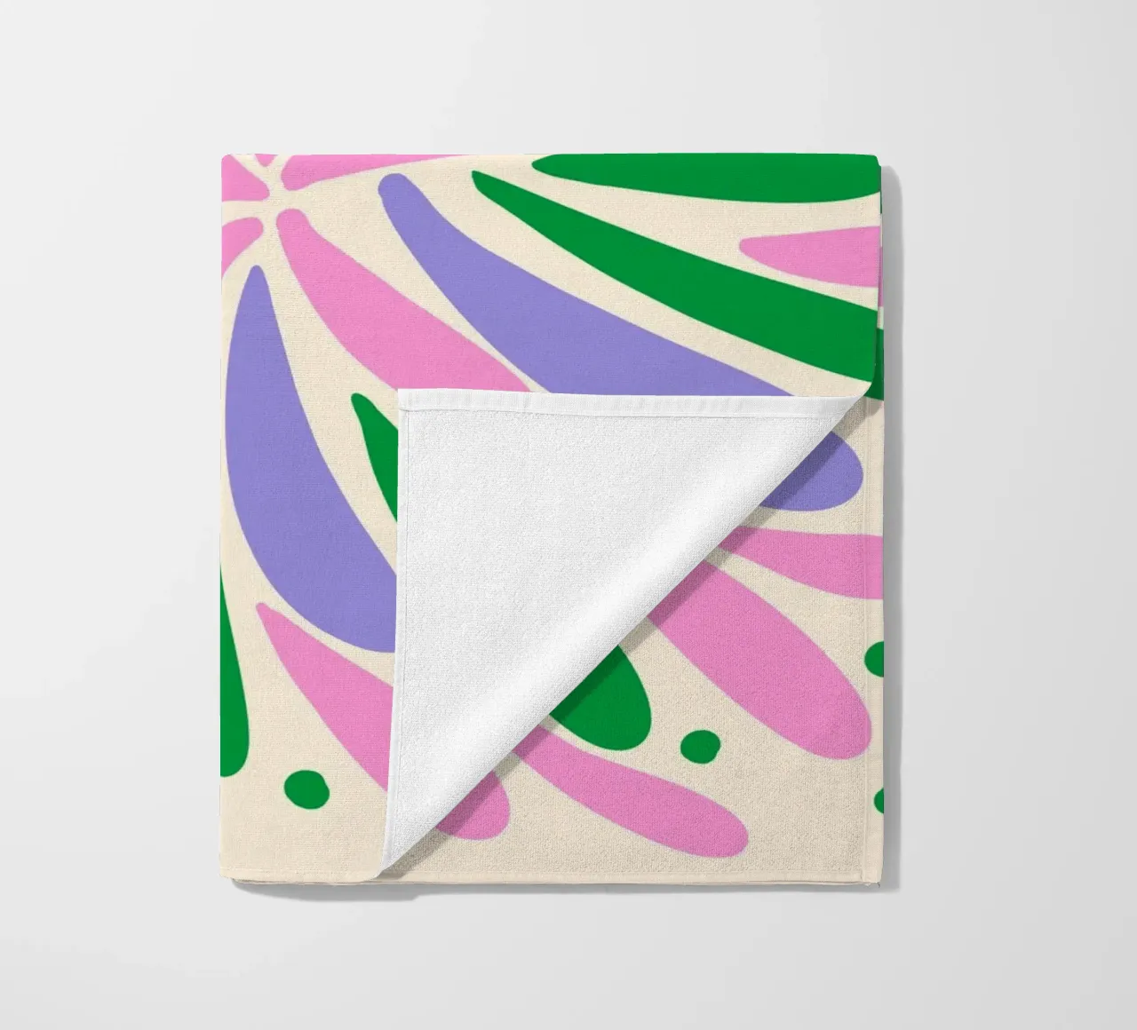 Floral burst - pink, green, purple beach towel by Wackapacka