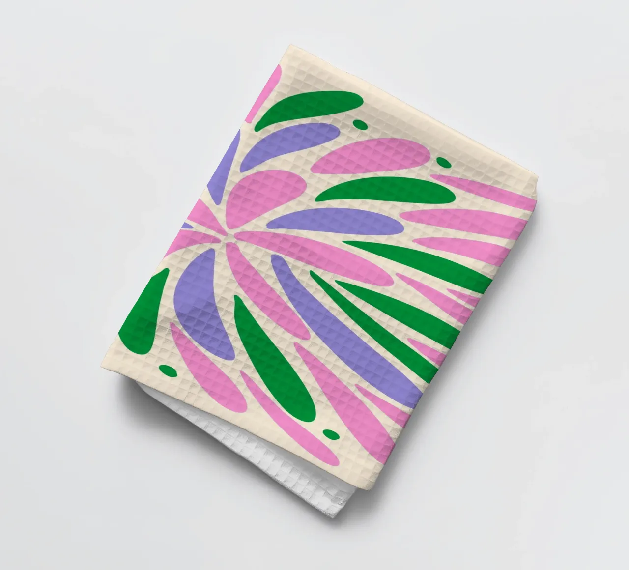 Floral burst - pink, green, purple tea towel by Wackapacka