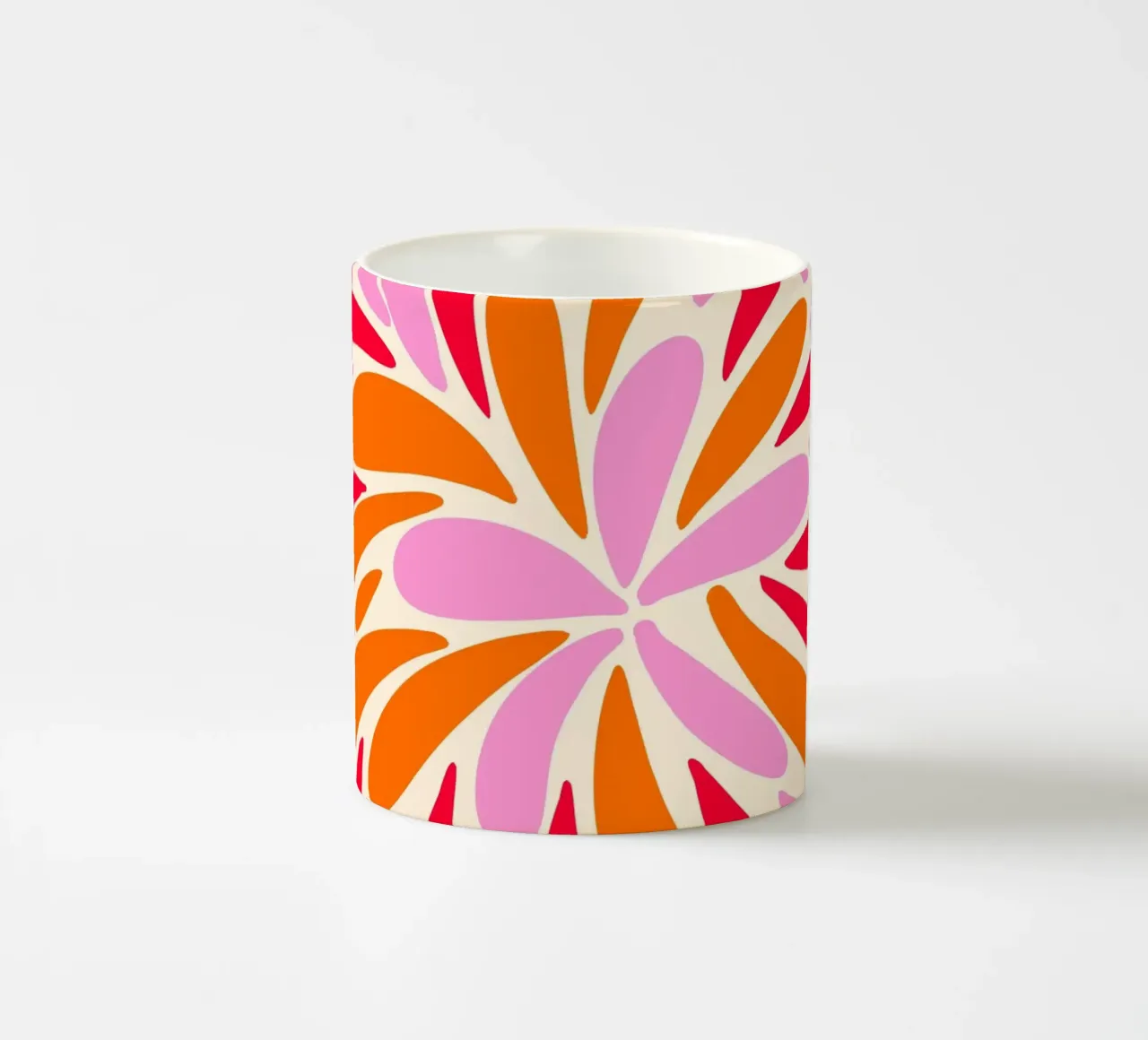 Esplosione floreale - rosa, rosso, arancione tazza in ceramica da Wackapacka