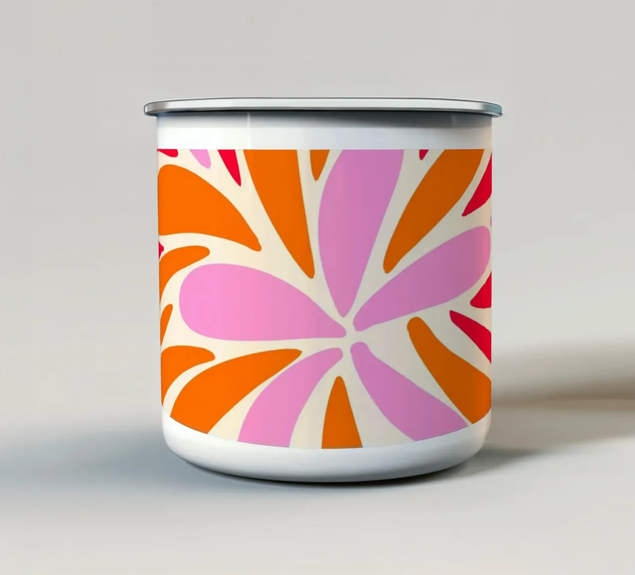 Esplosione floreale - rosa, rosso, arancione tazza in smalto da Wackapacka