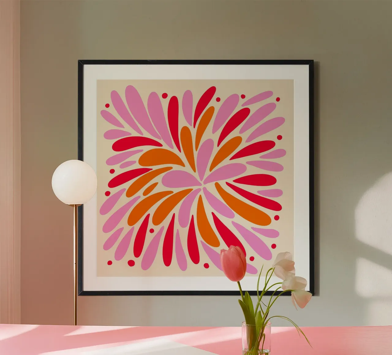Esplosione floreale - rosa, rosso, arancione carta hahnemühle da Wackapacka