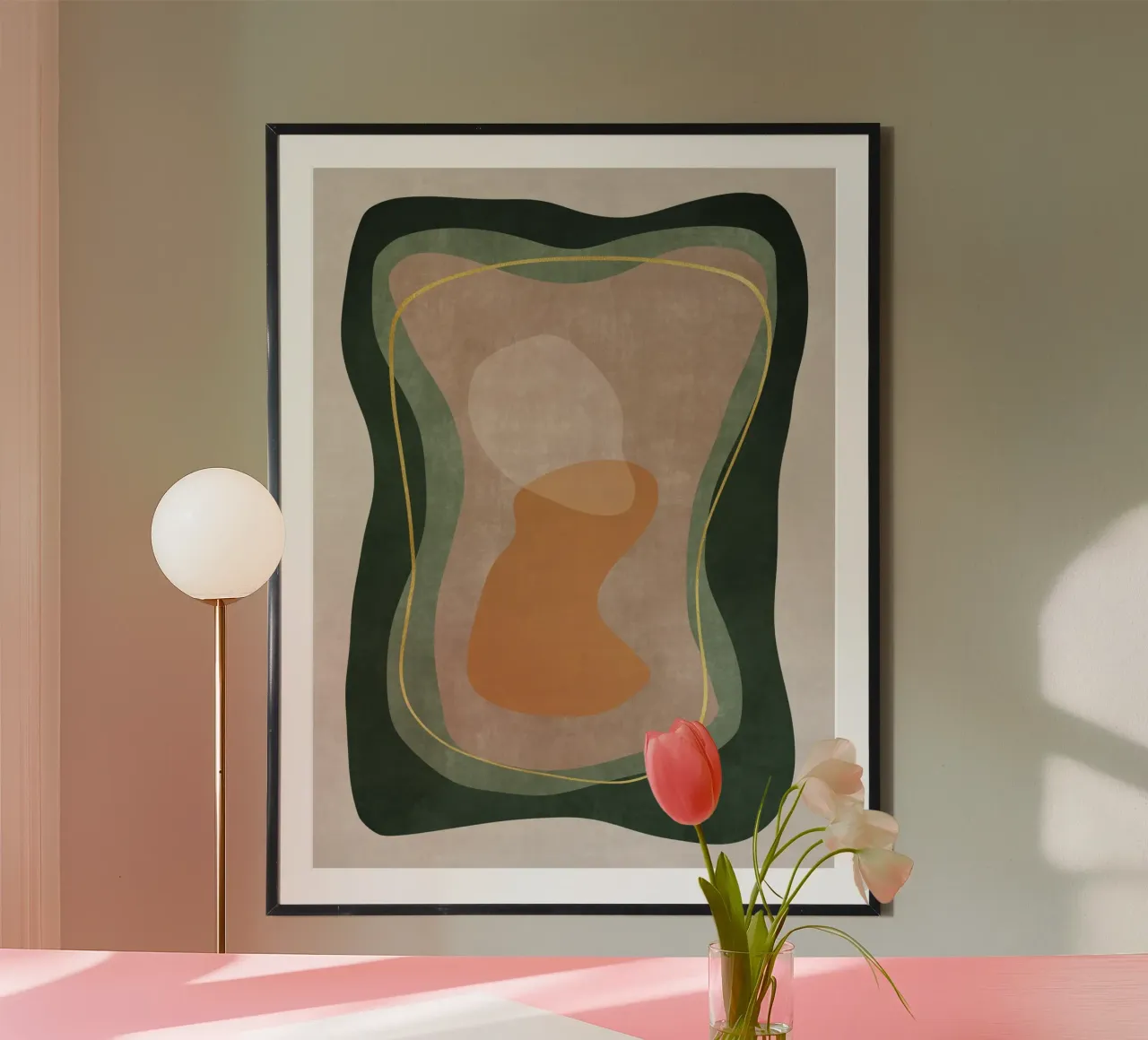 Green Harmony No 1 poster con telaio in alluminio da treechild