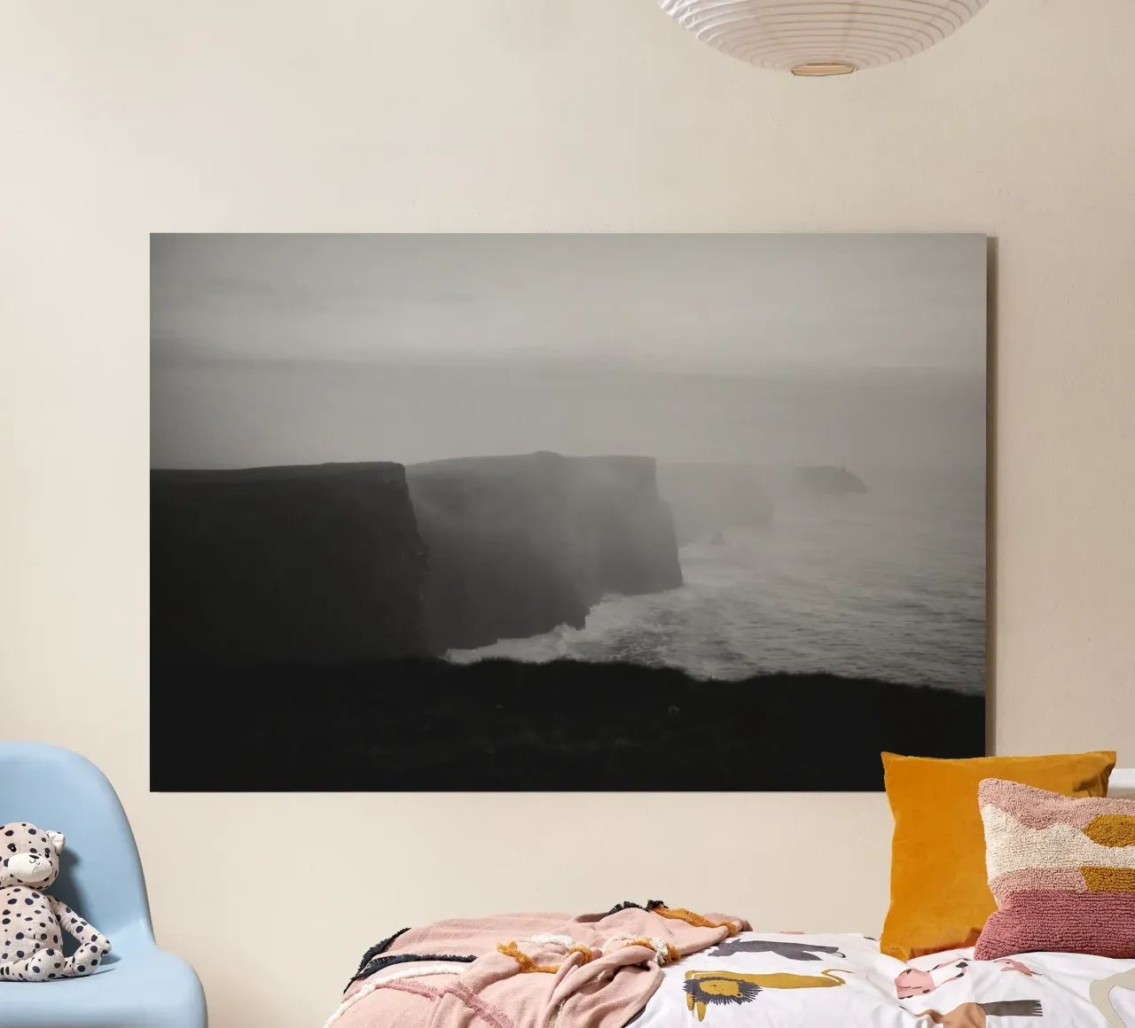 Cliffs of Moher, Irland, schwarz weiß am Abend, Querformat alluminio dibond da Stina Freytag