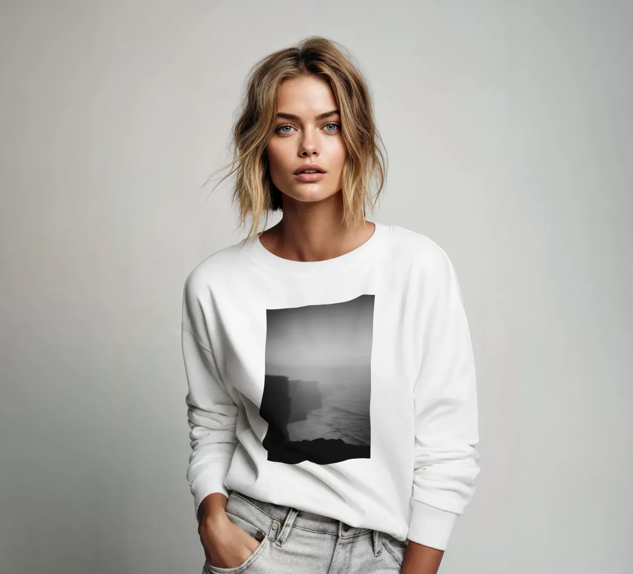 Cliffs of Moher, Irland, schwarz weiß am Abend, Hochformat felpa da Stina Freytag