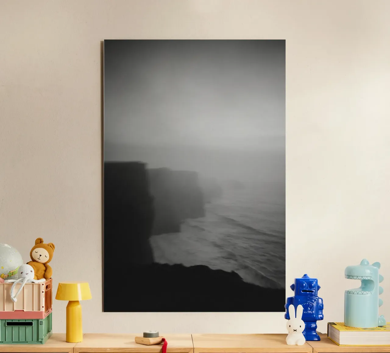 Cliffs of Moher, Irland, schwarz weiß am Abend, Hochformat alluminio dibond da Stina Freytag