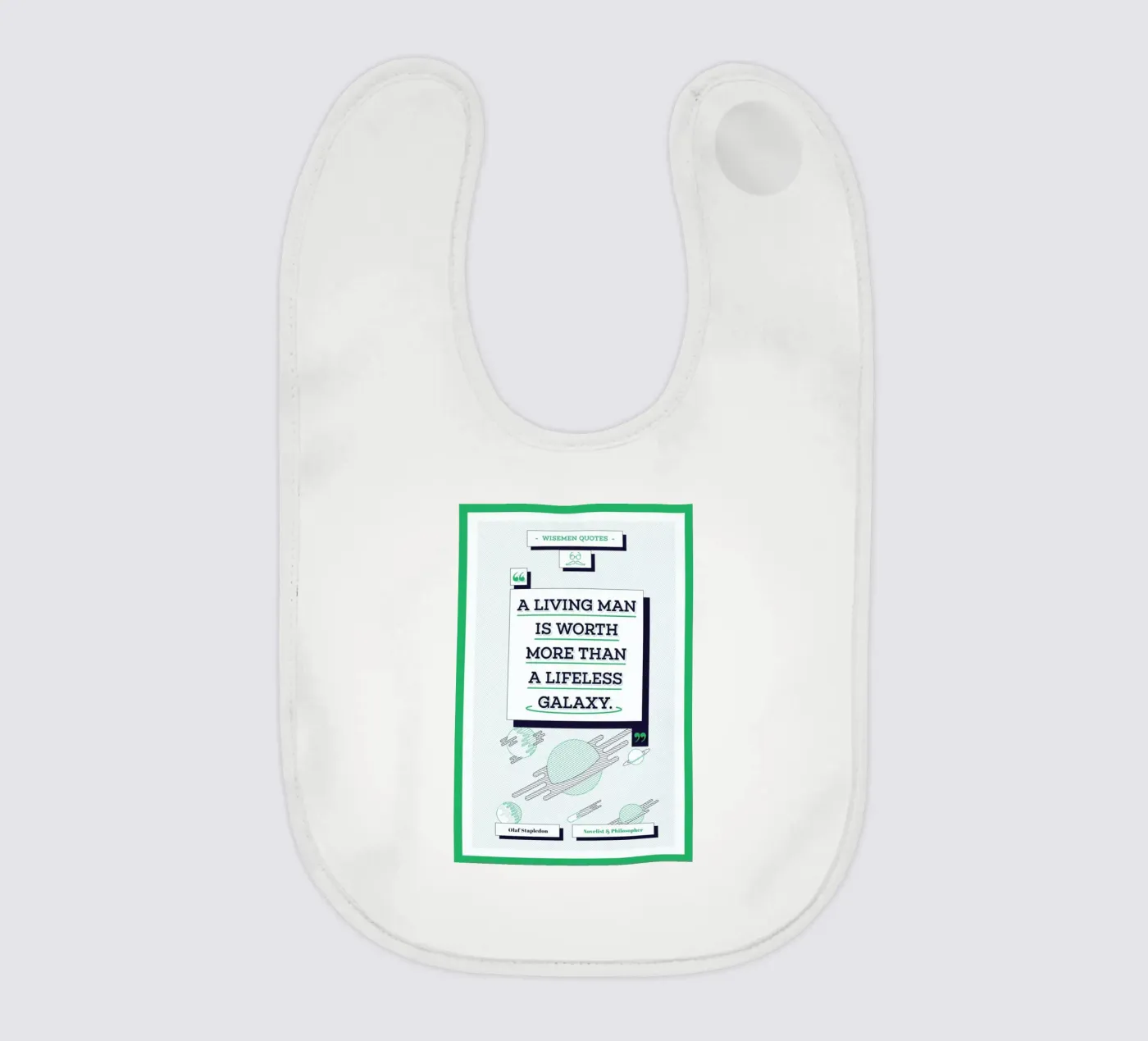 Olaf Stapledon baby bib by Aycan Elijah Yilmaz