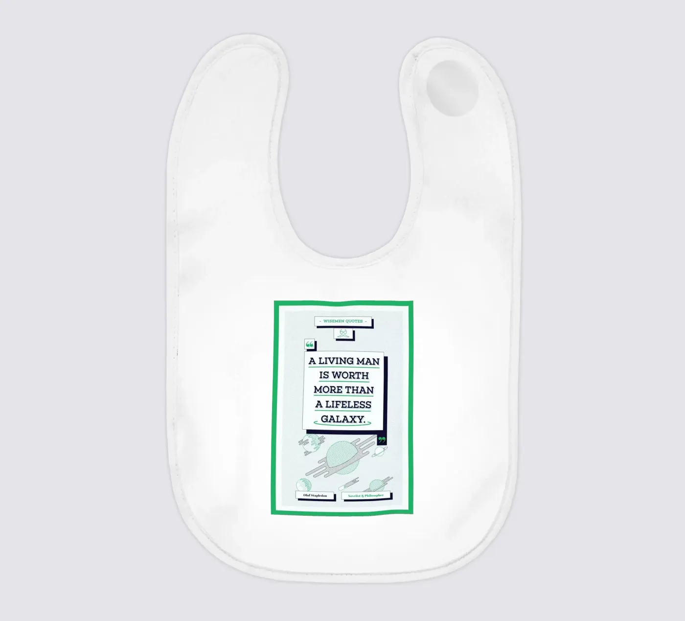 Olaf Stapledon baby bib by Aycan Elijah Yilmaz