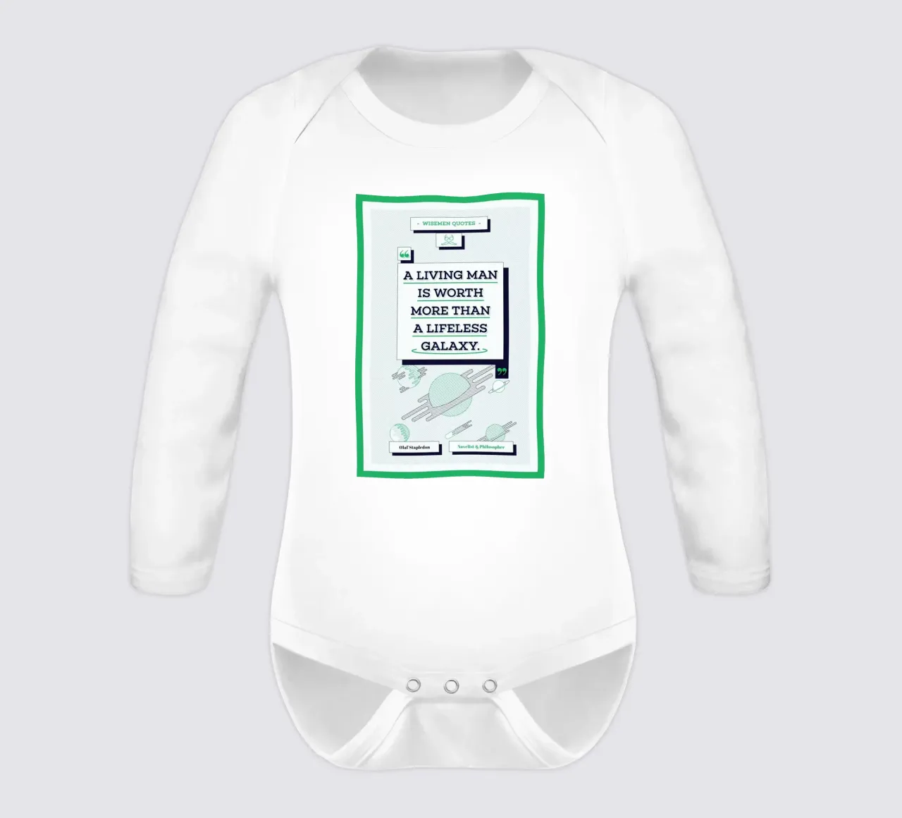 Olaf Stapledon long-sleeve baby romper by Aycan Elijah Yilmaz