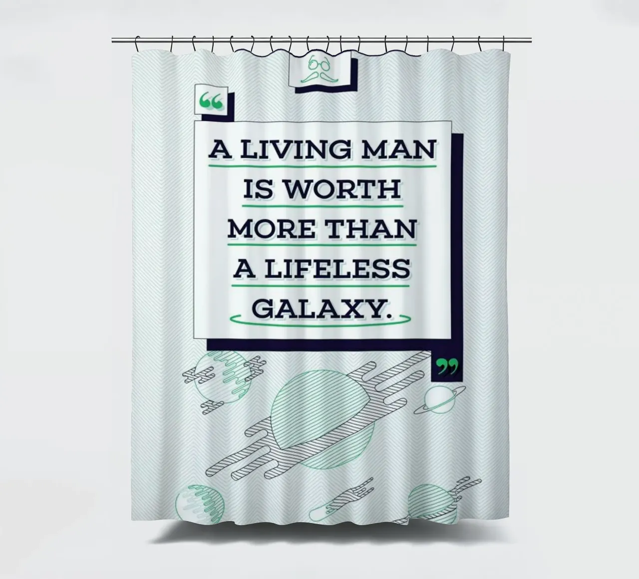 Olaf Stapledon shower curtain by Aycan Elijah Yilmaz