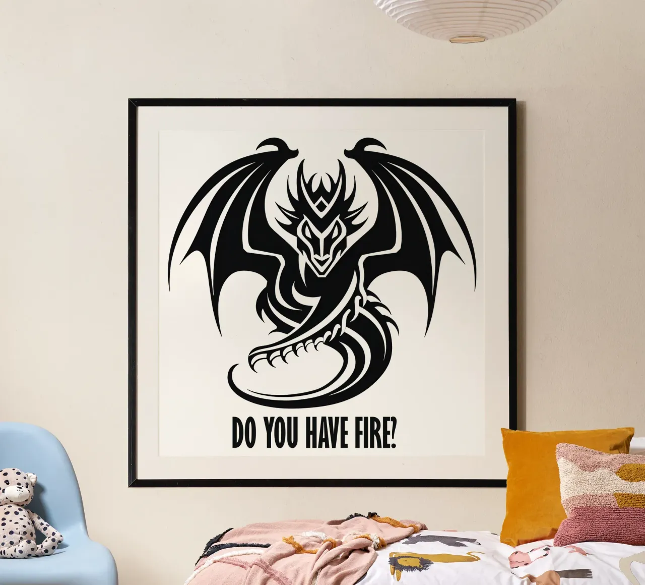Hanno il fuoco? | Motivo del drago per camicie poster con telaio in alluminio da Autofocus