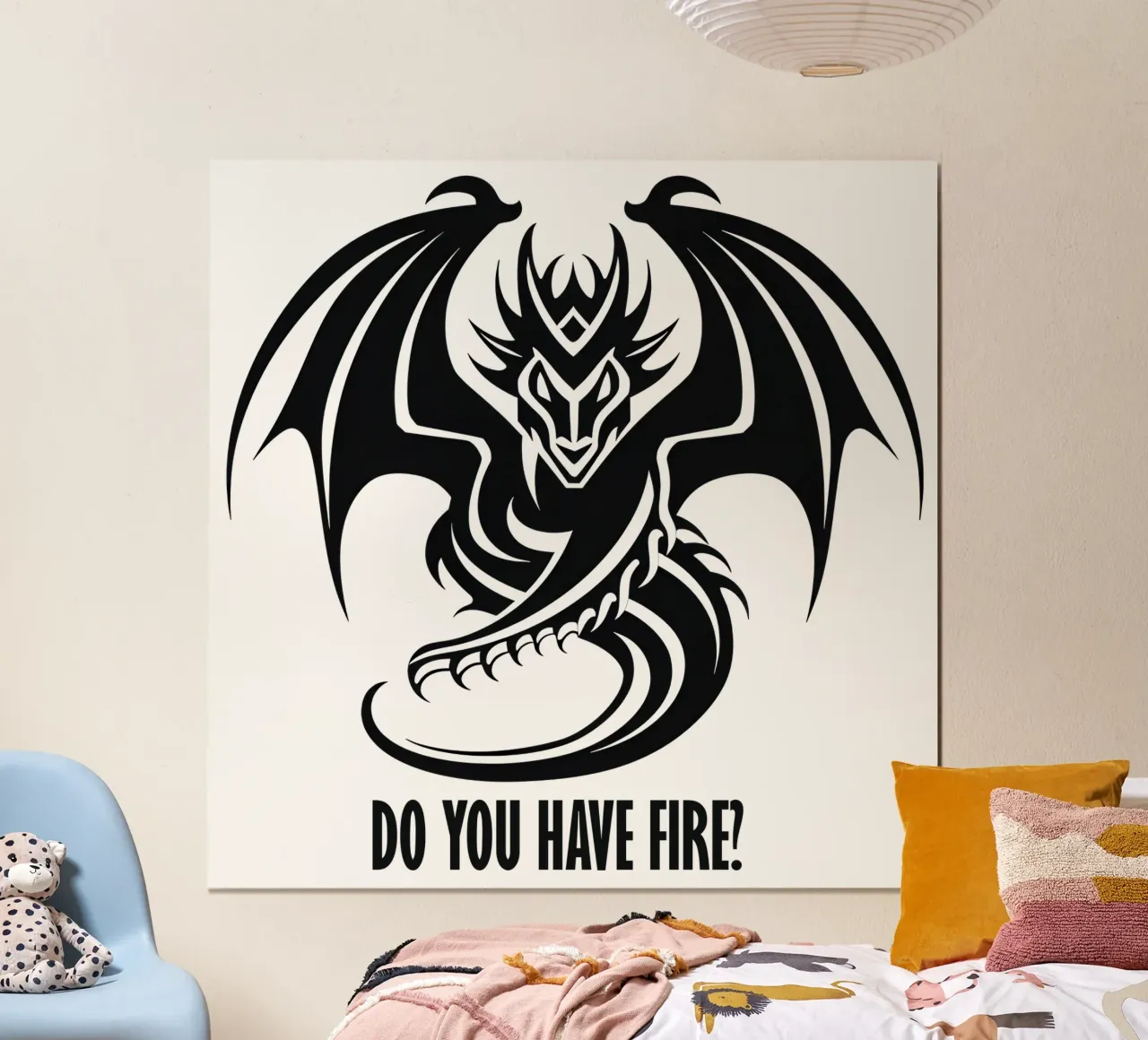 Hanno il fuoco? | Motivo del drago per camicie poster con telaio in alluminio da Autofocus