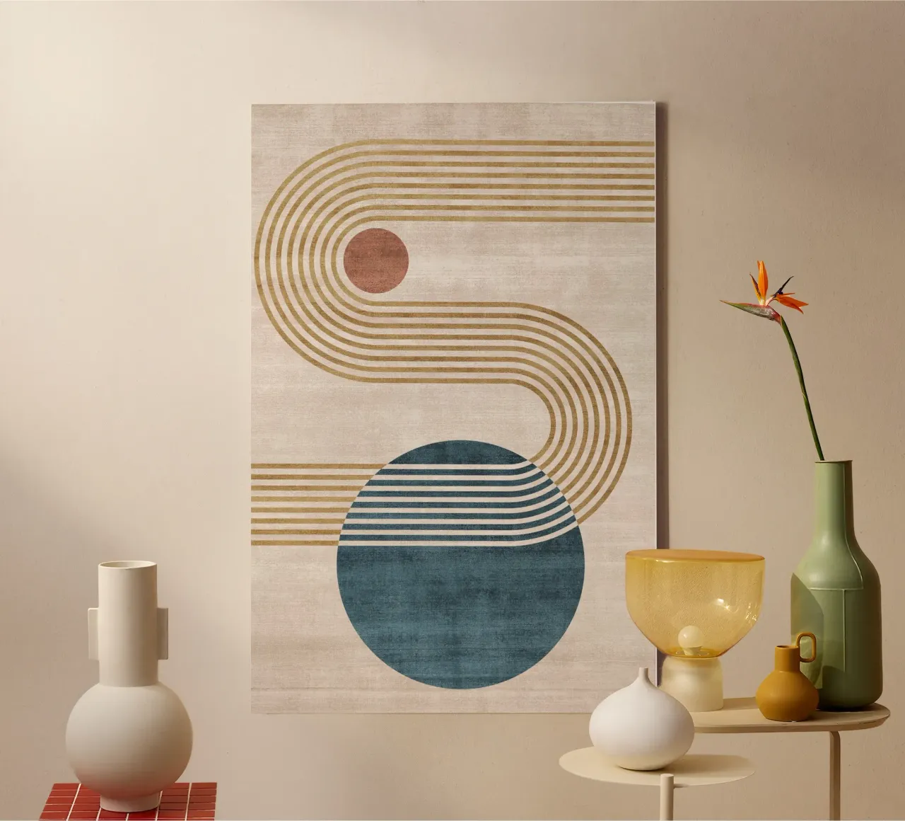 Geometric Harmony No 2 tela con Cornice a cassetta da treechild