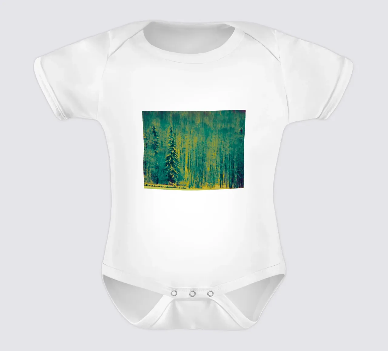 Alberi innevati nella foresta body neonato maniche corte da Something for you