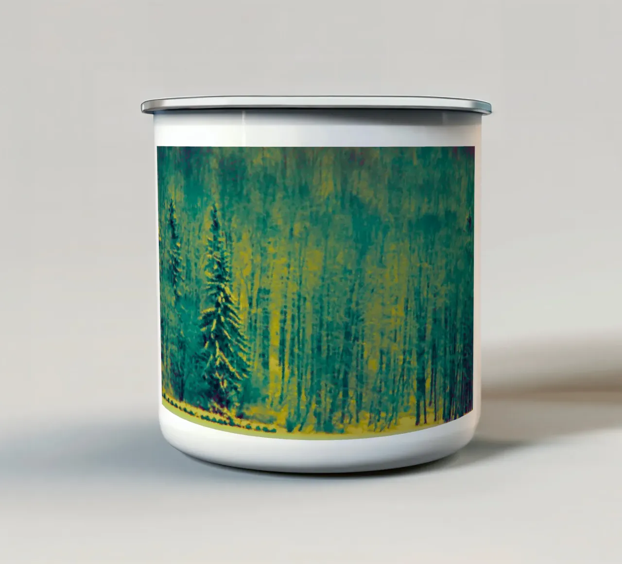 Alberi innevati nella foresta tazza in smalto da Something for you
